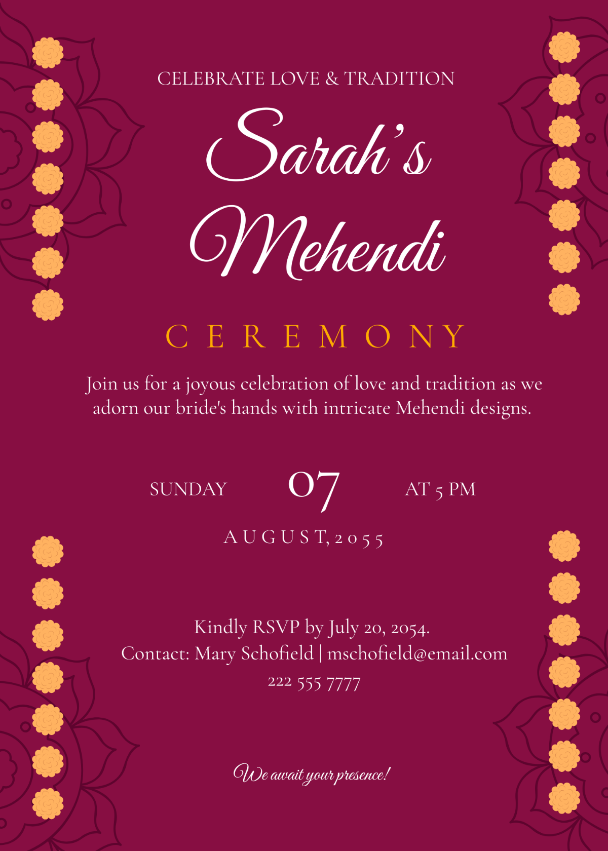 Bride Mehendi Invitation