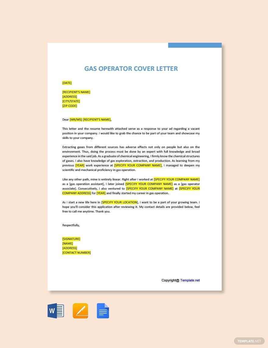 Gas Operator Cover Letter Template