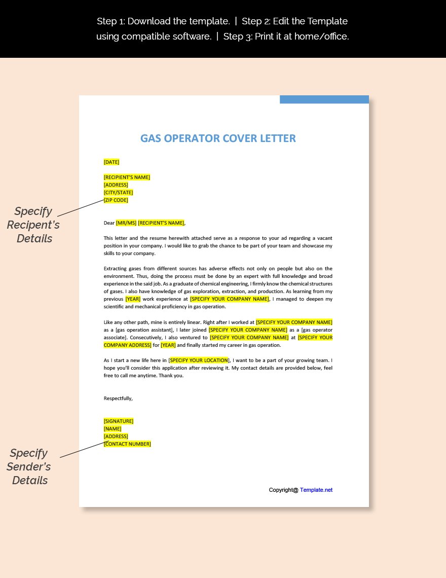 Gas Operator Cover Letter Template
