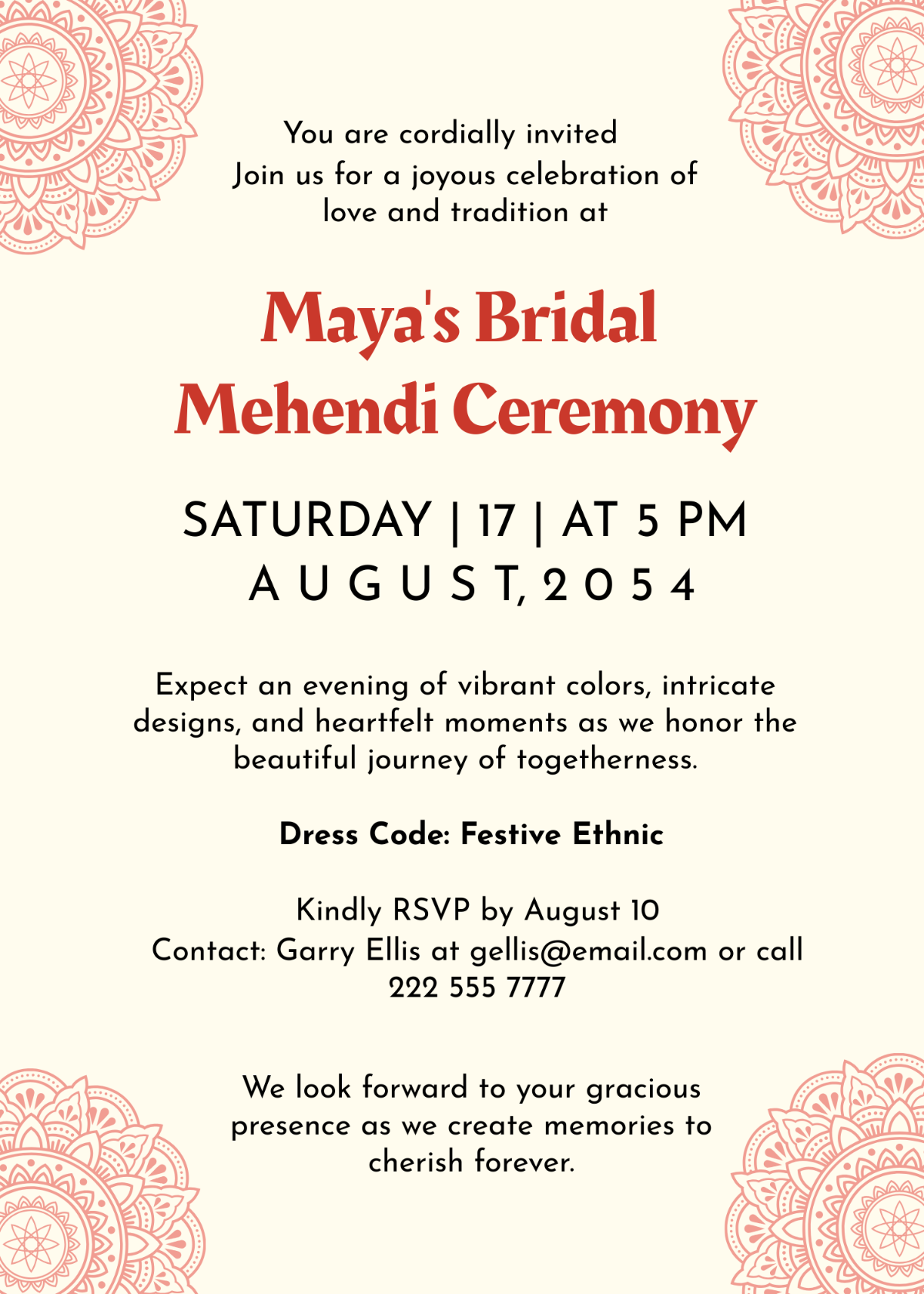Bridal Mehendi Invitation