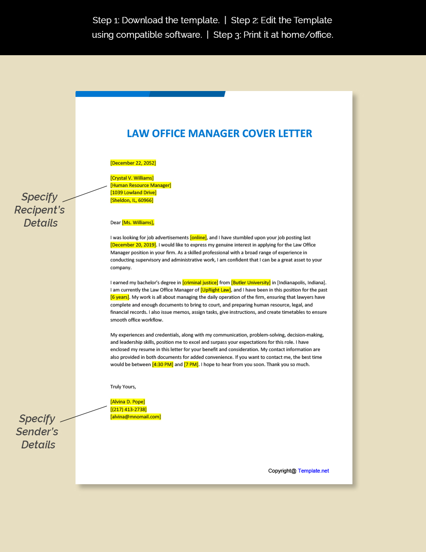 Law Office Manager Cover Letter