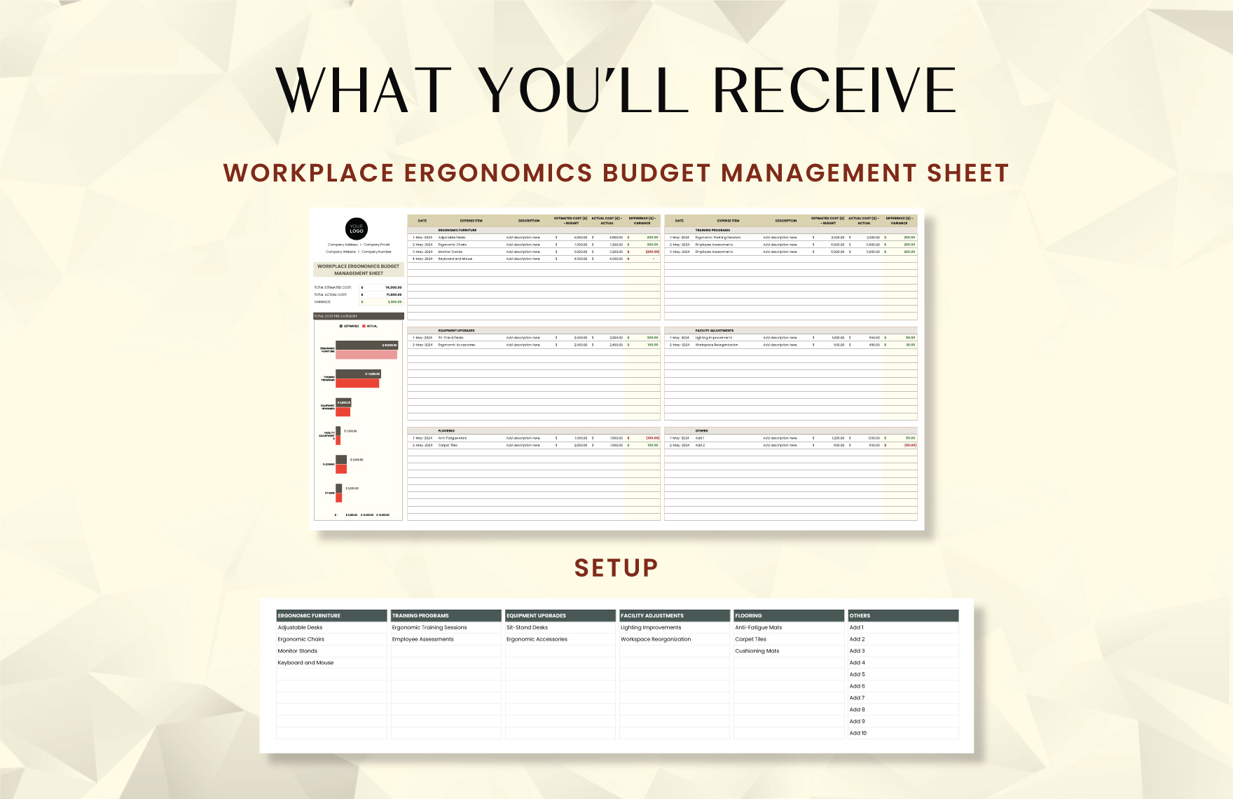 Workplace Ergonomics Budget Management Sheet Template