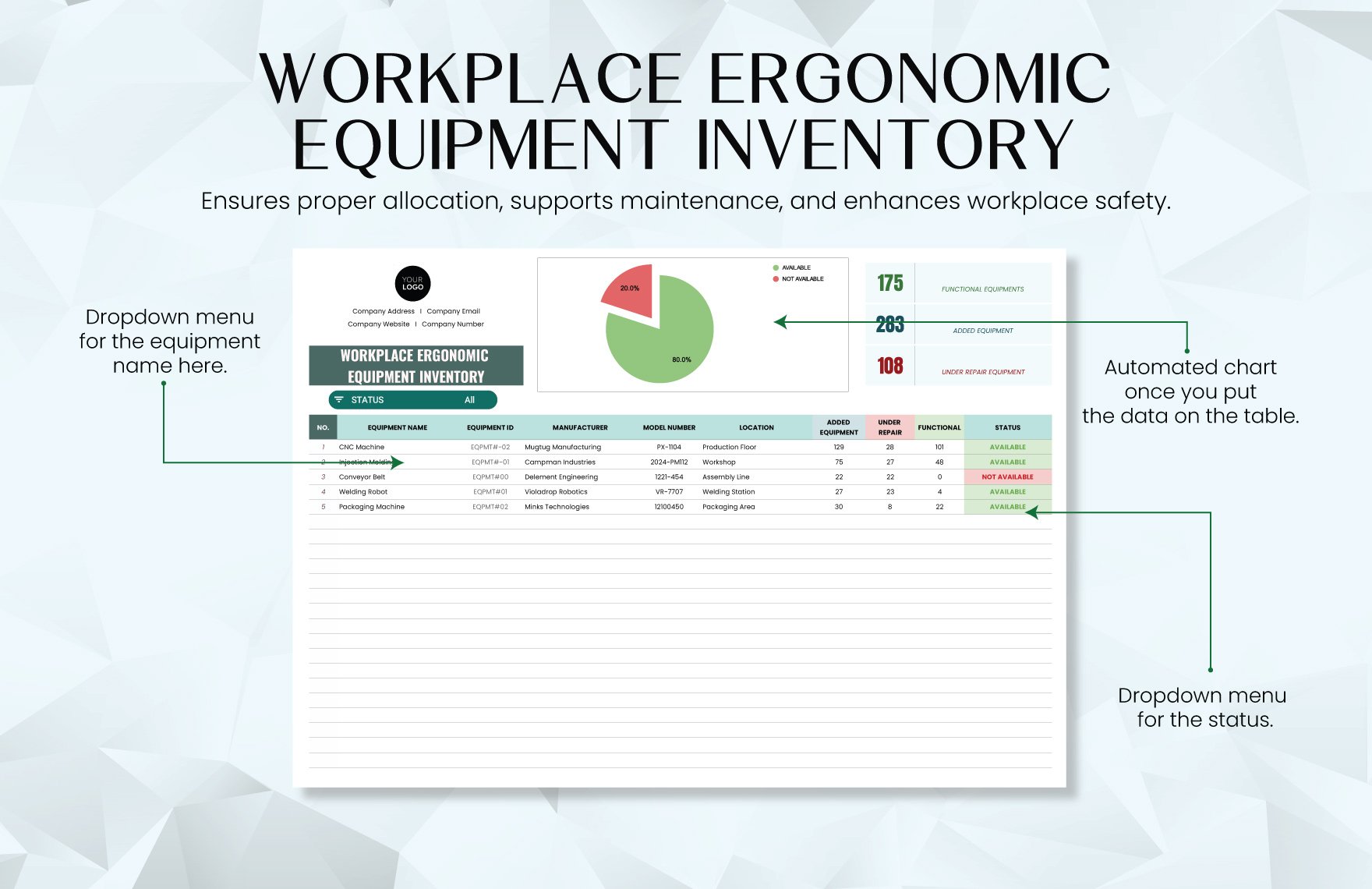 Workplace Ergonomic Equipment Inventory Template