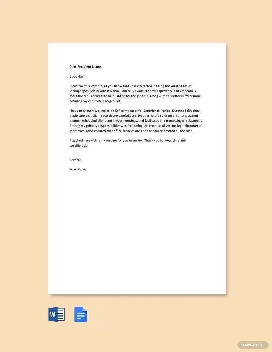 Law Firm Office Manager Cover Letter Template