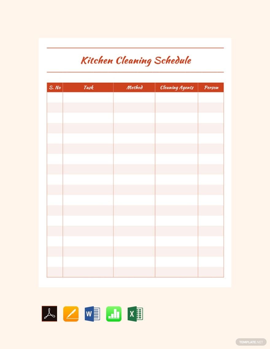 Weekly Cleaning Schedule Templates Documents Design Free Download 