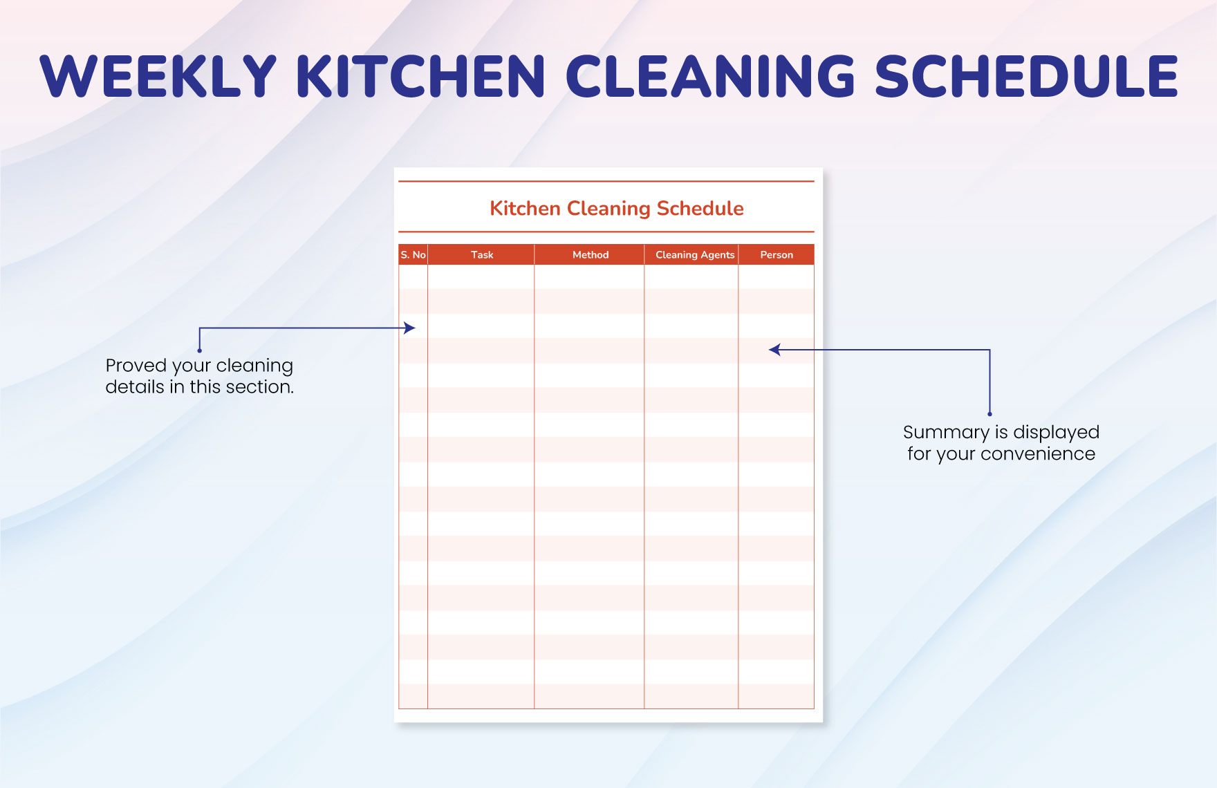 Weekly Kitchen Cleaning Schedule Template