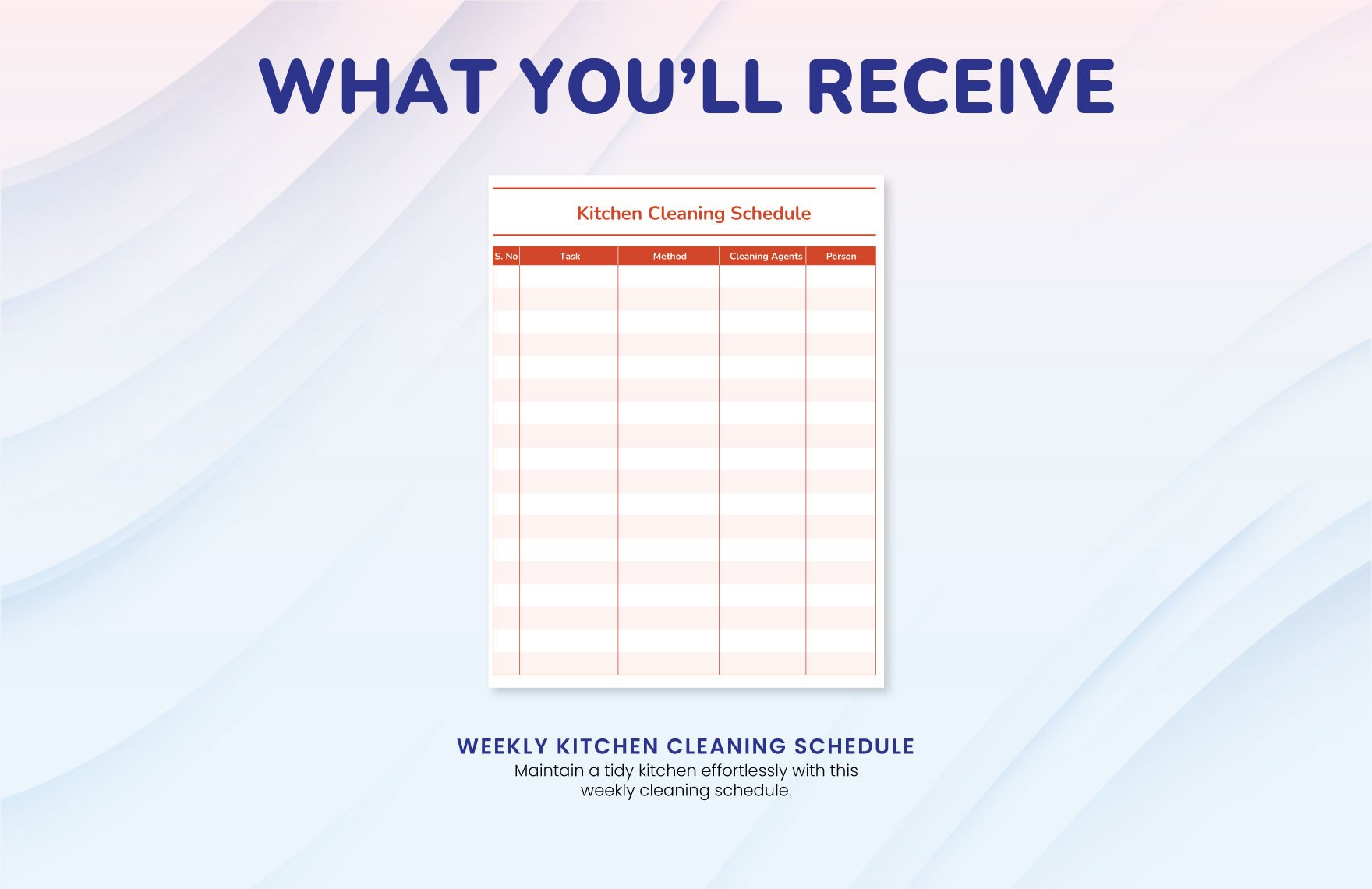 Weekly Kitchen Cleaning Schedule Template