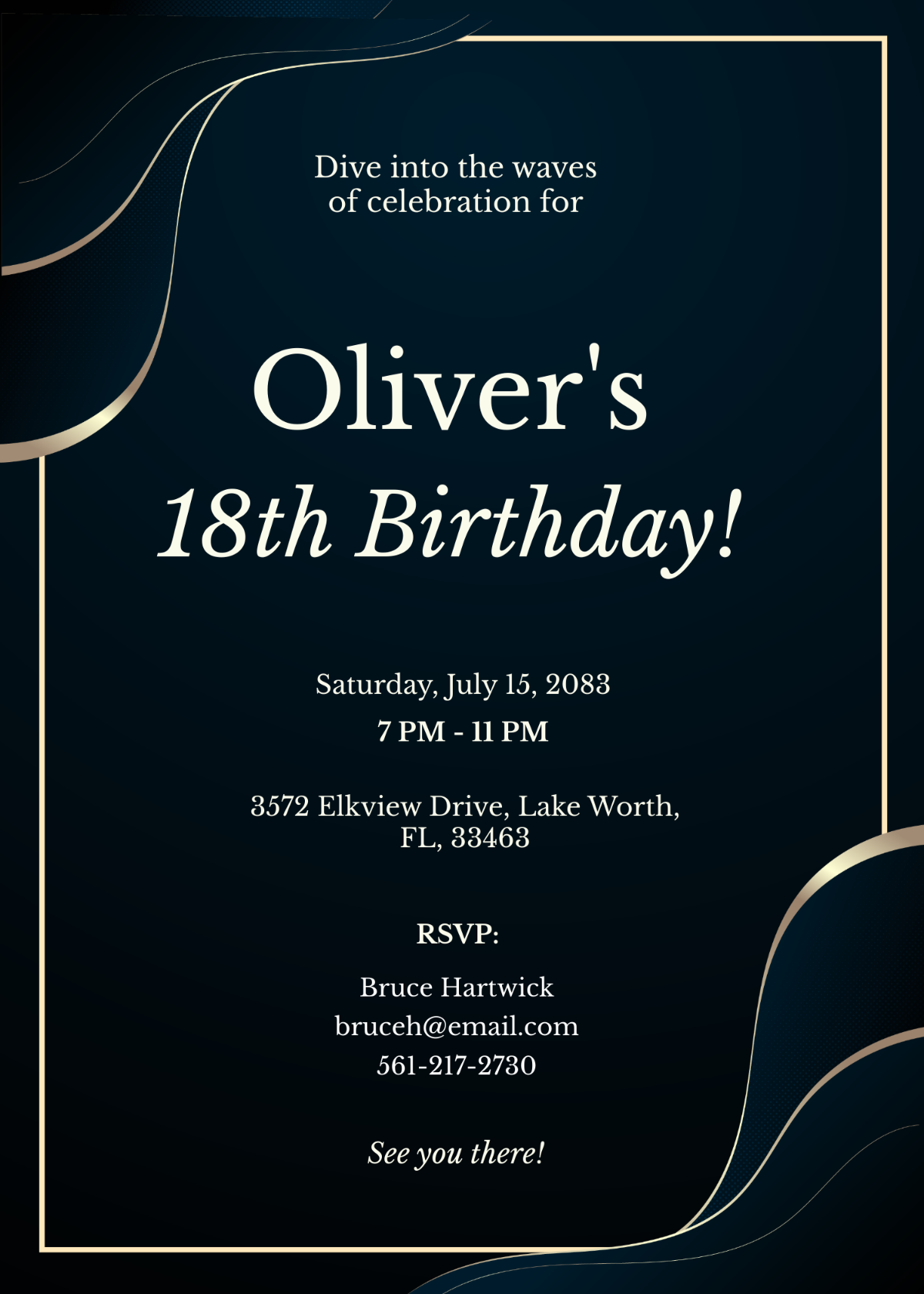 Wavy 18th Birthday Invitation