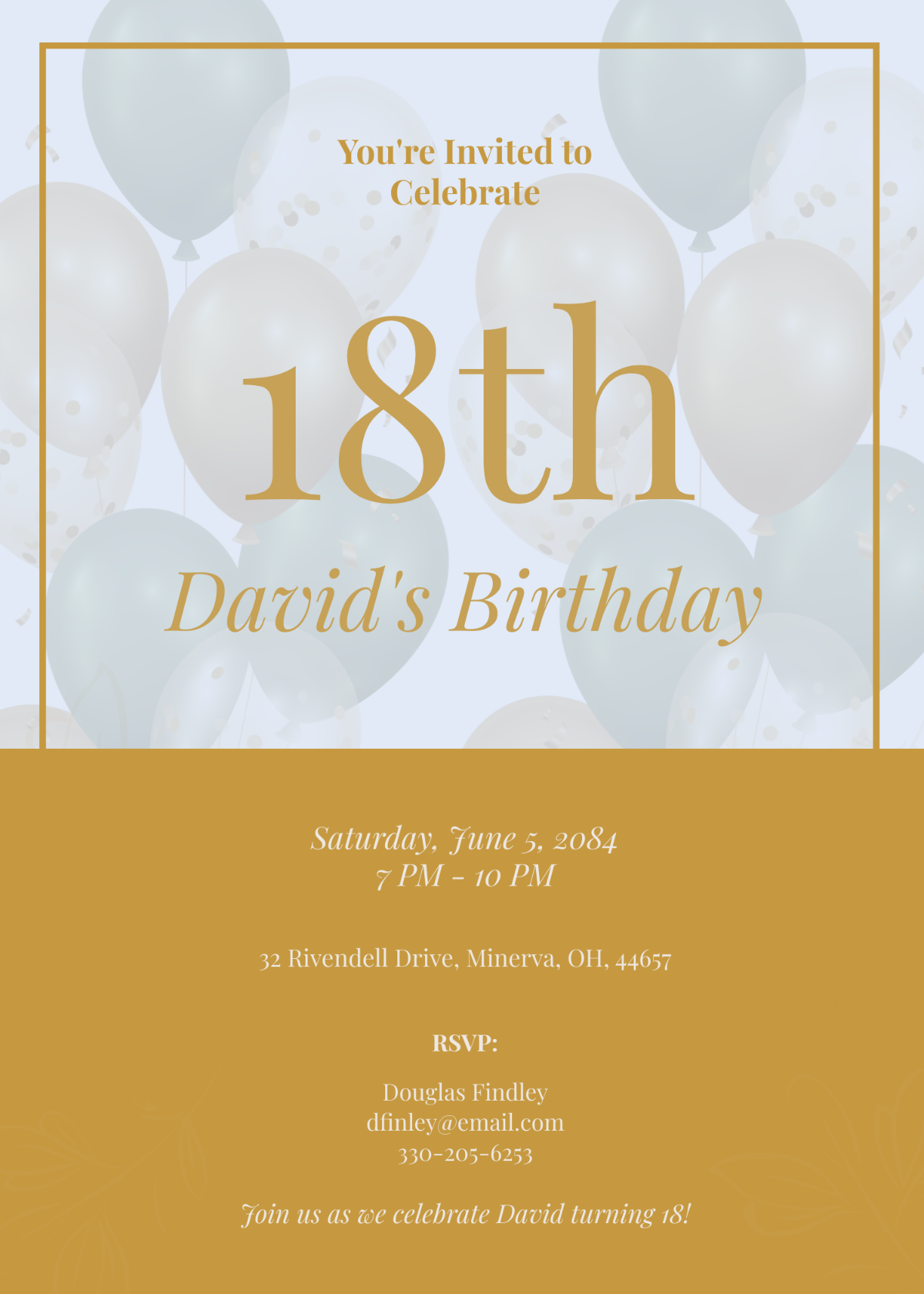 Editable 18th Birthday Invitation