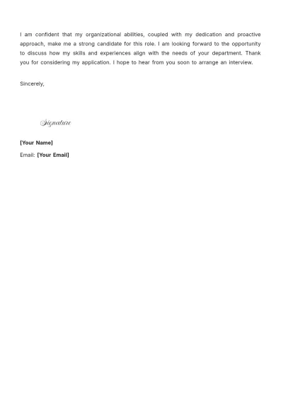 Free College Administrative Assistant Cover Letter to Edit Online