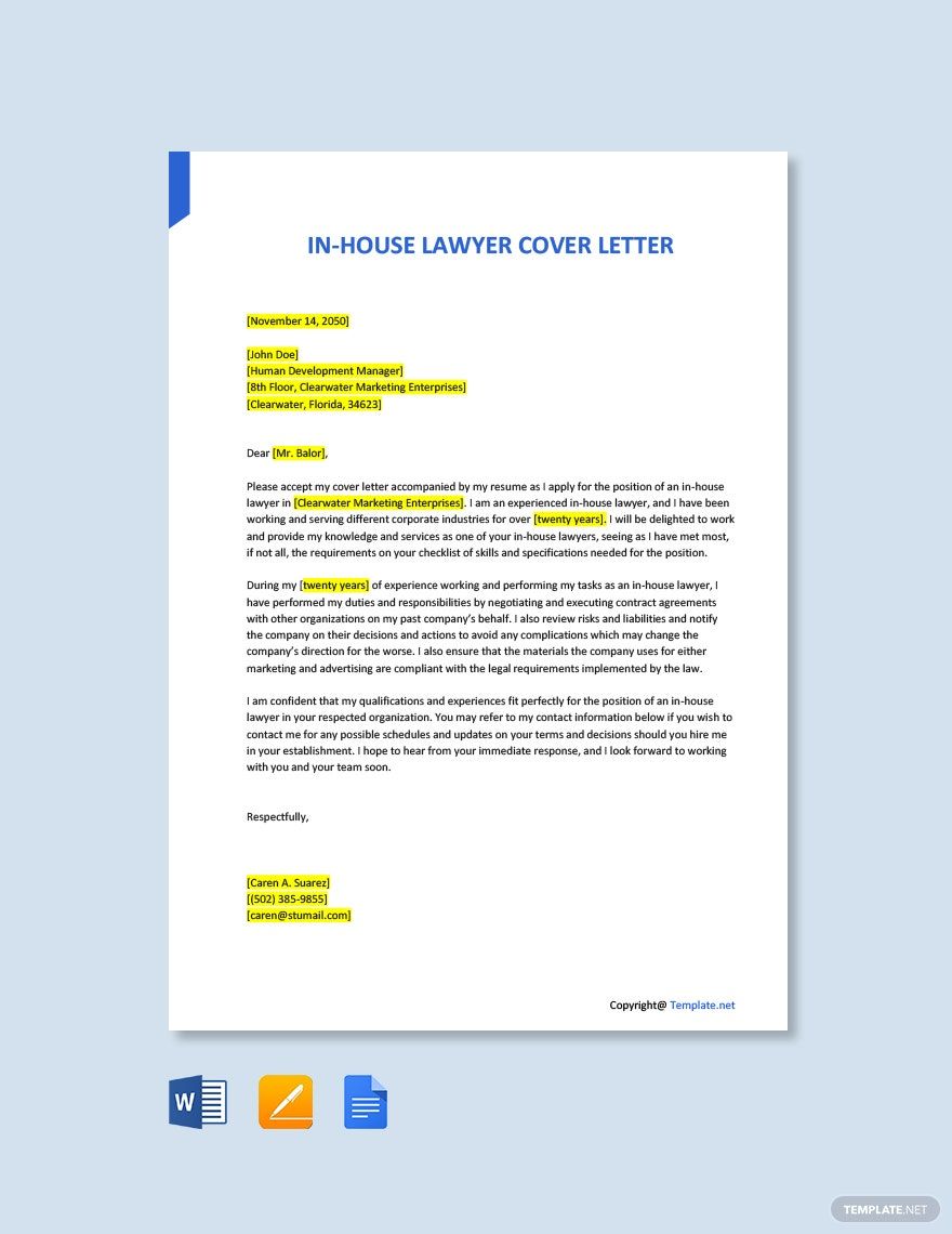 Lawyer Cover Letter Word Templates Design Free Download Template