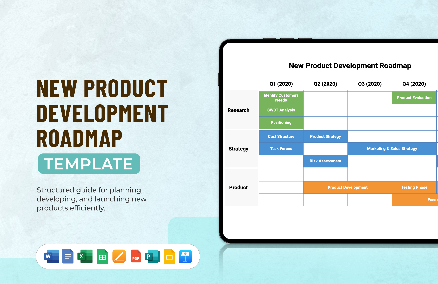 New Product Development Roadmap Template in Word, Google Docs, Excel, PDF, Google Sheets, Apple Pages, PowerPoint, Google Slides, Apple Keynote