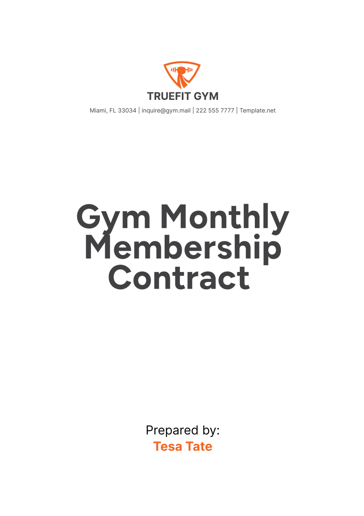 Gym Monthly Membership Contract Template - Edit Online & Download