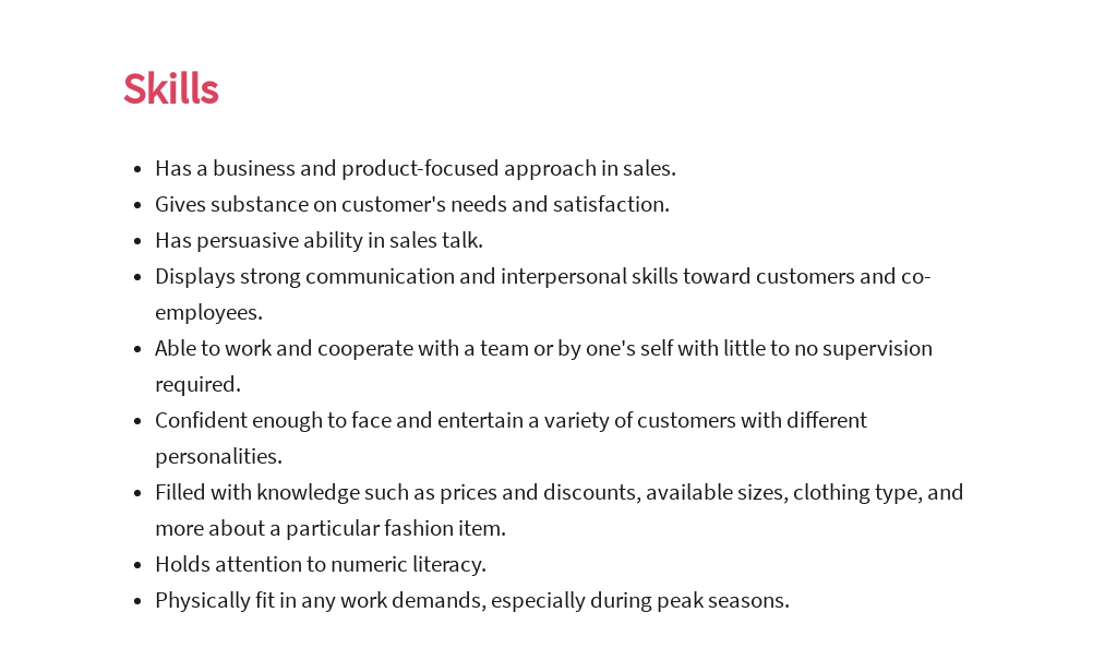 Free Fashion Sales Assistant Job Ad and Description Template 4.jpe