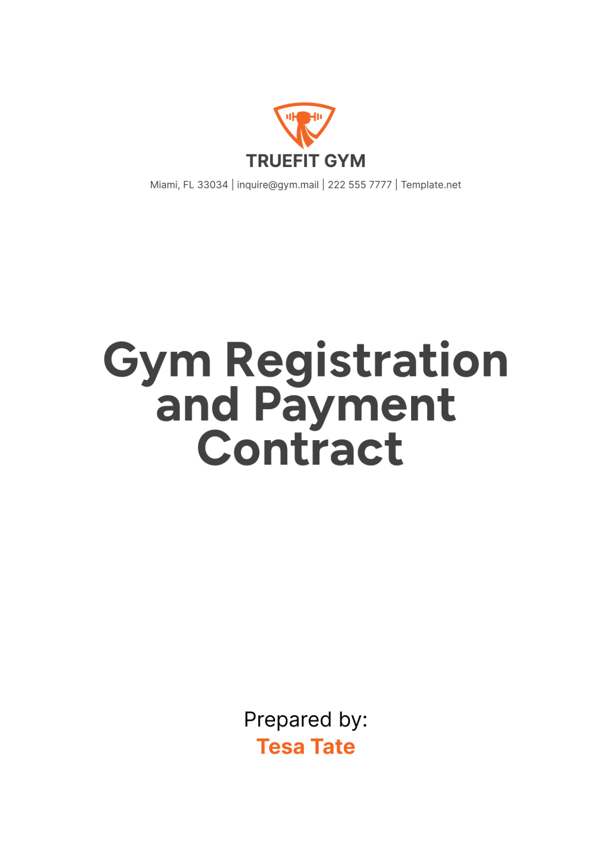 Gym Registration and Payment Contract Template - Edit Online & Download