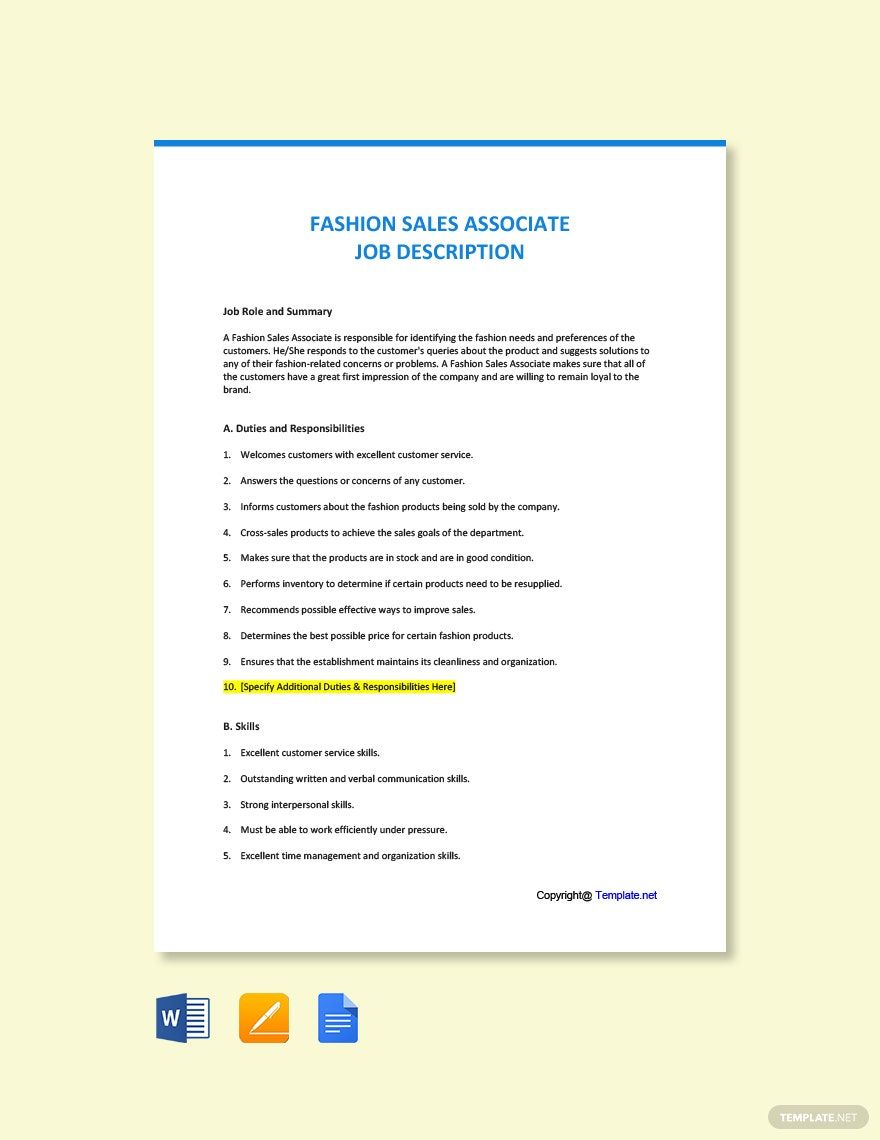 Sales Associate Templates Design Free Download Template