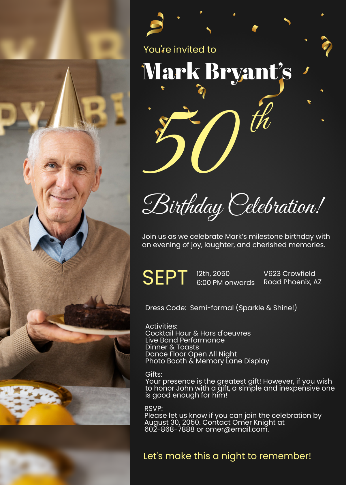 50th Birthday Invitation With Photo