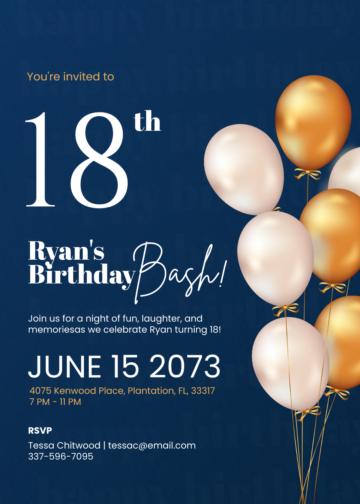 Boys 18th Birthday Invitation