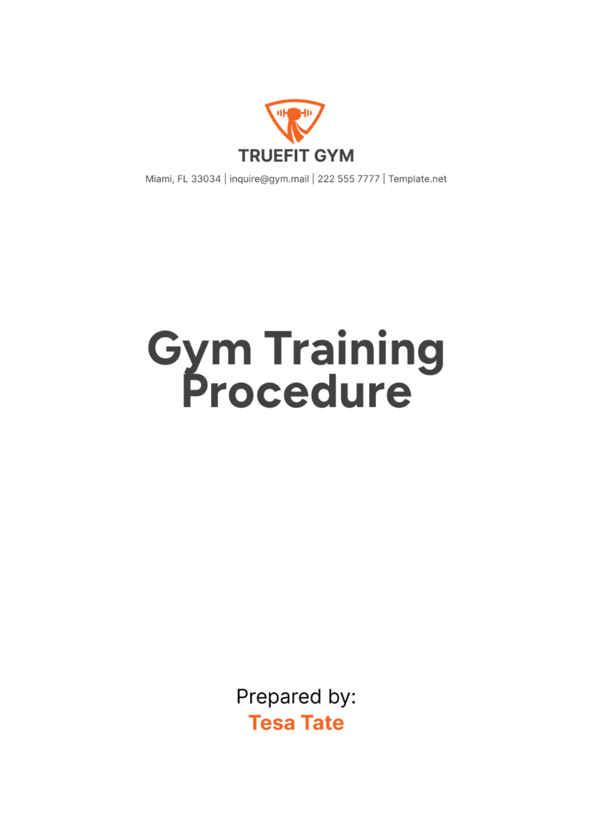 Gym Training Procedure Template - Edit Online & Download