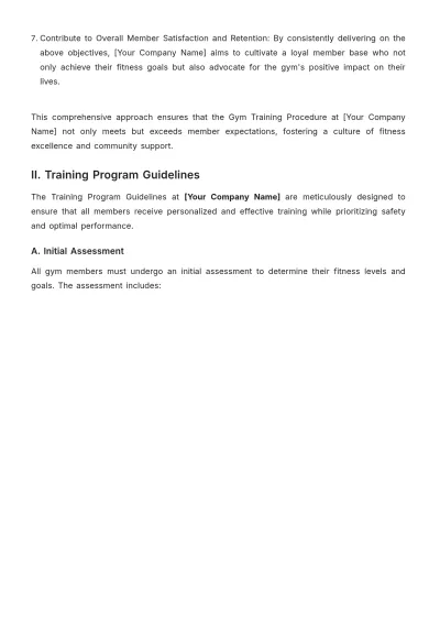 Free Gym Training Procedure Template to Edit Online