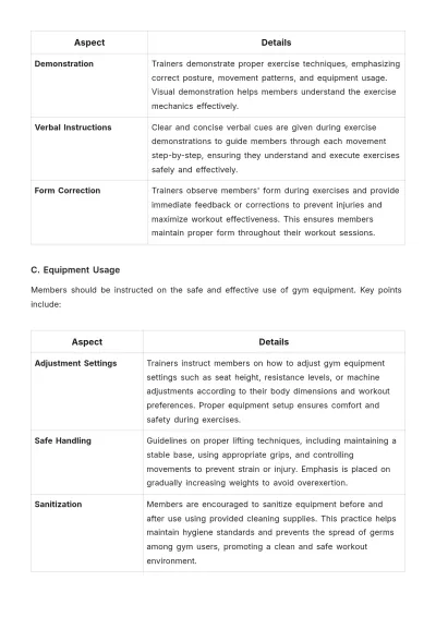 Free Gym Training Procedure Template to Edit Online
