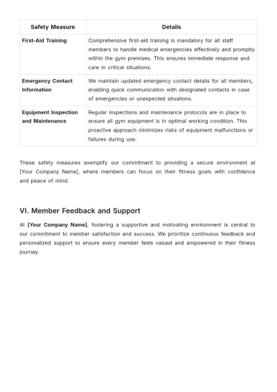 Free Gym Training Procedure Template to Edit Online