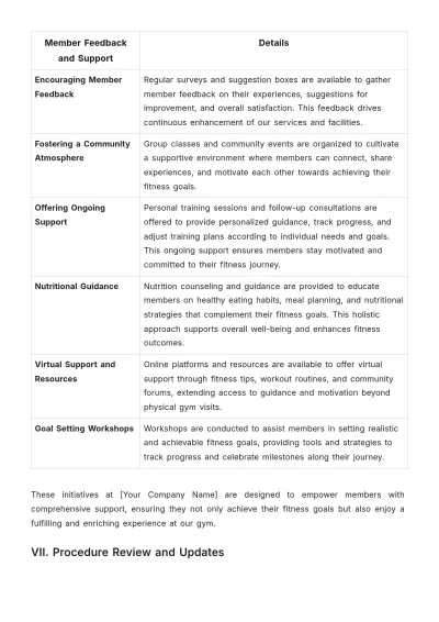 Free Gym Training Procedure Template to Edit Online