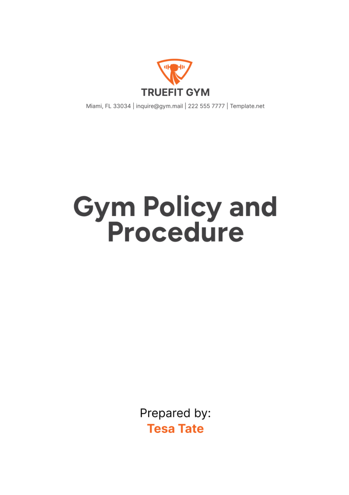 Gym Policy and Procedure Template