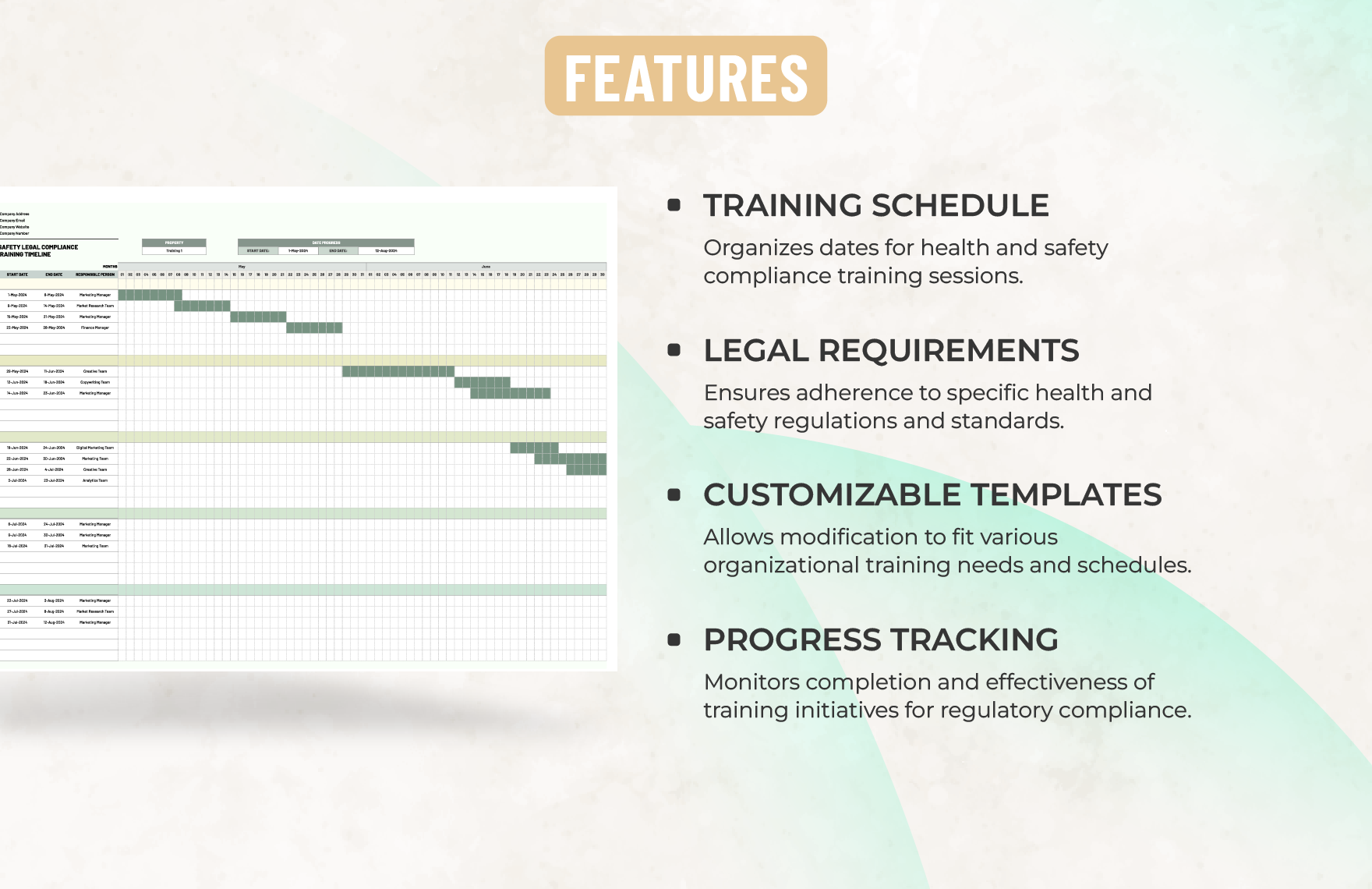 Health & Safety Legal Compliance Training Timeline Template