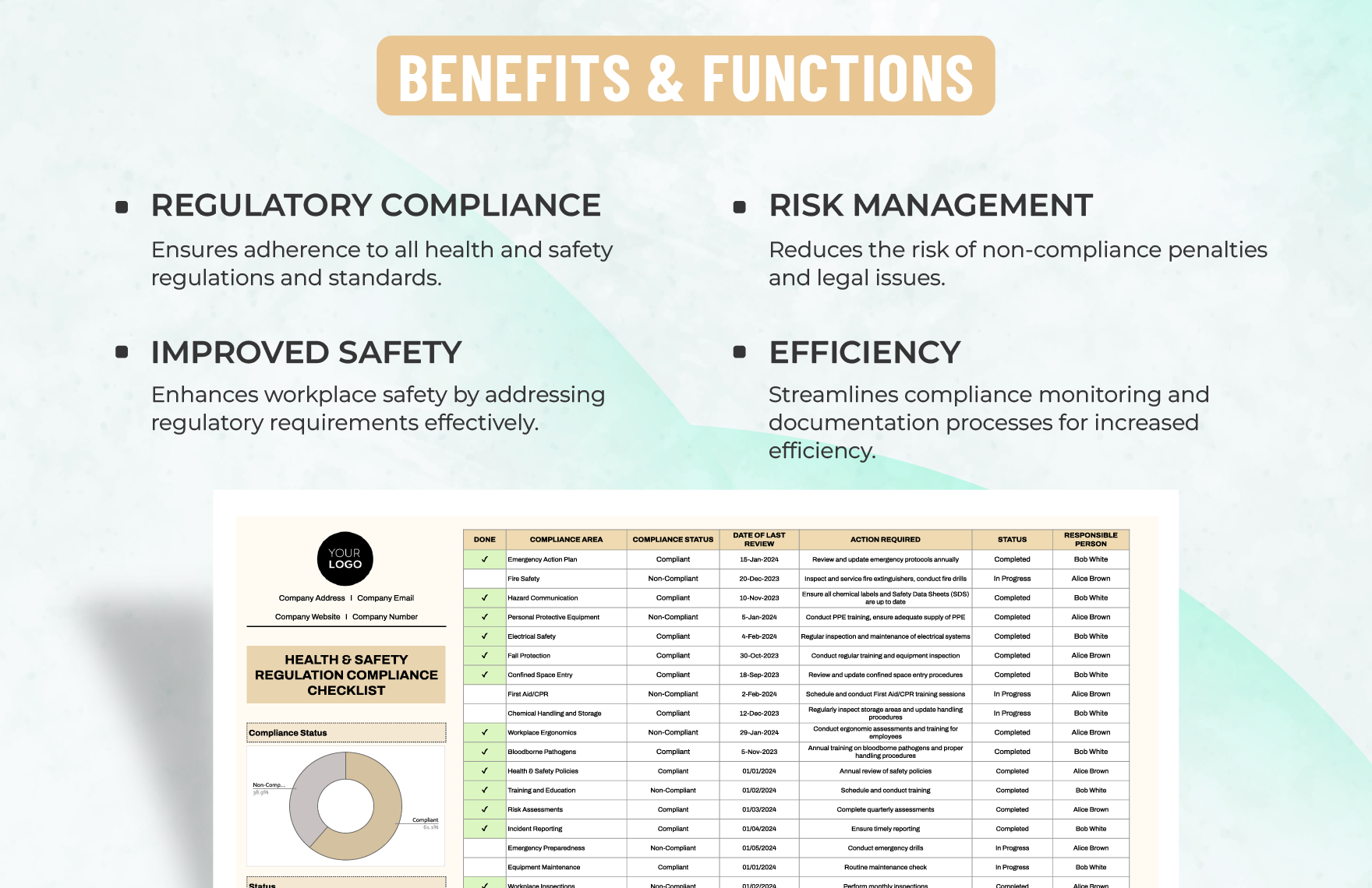 Health & Safety Regulation Compliance Checklist Template
