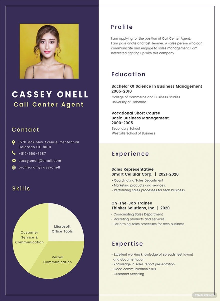 No Experience Call Center Resume Template