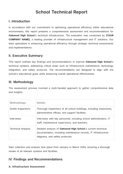 Free School Technical Report Template to Edit Online