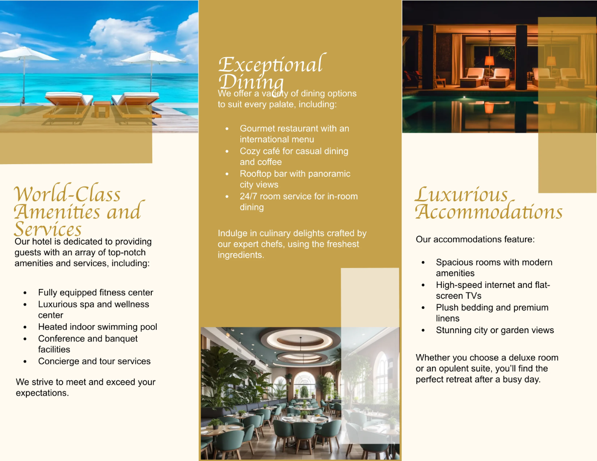 Free Hotel Advertising Brochure Template to Edit Online