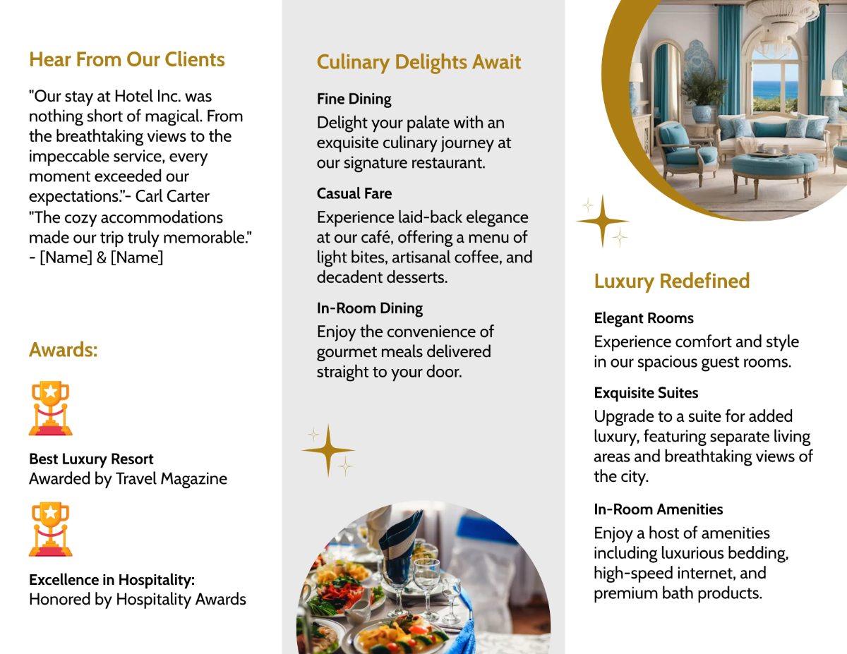 Free Hotel Service Brochure Template to Edit Online