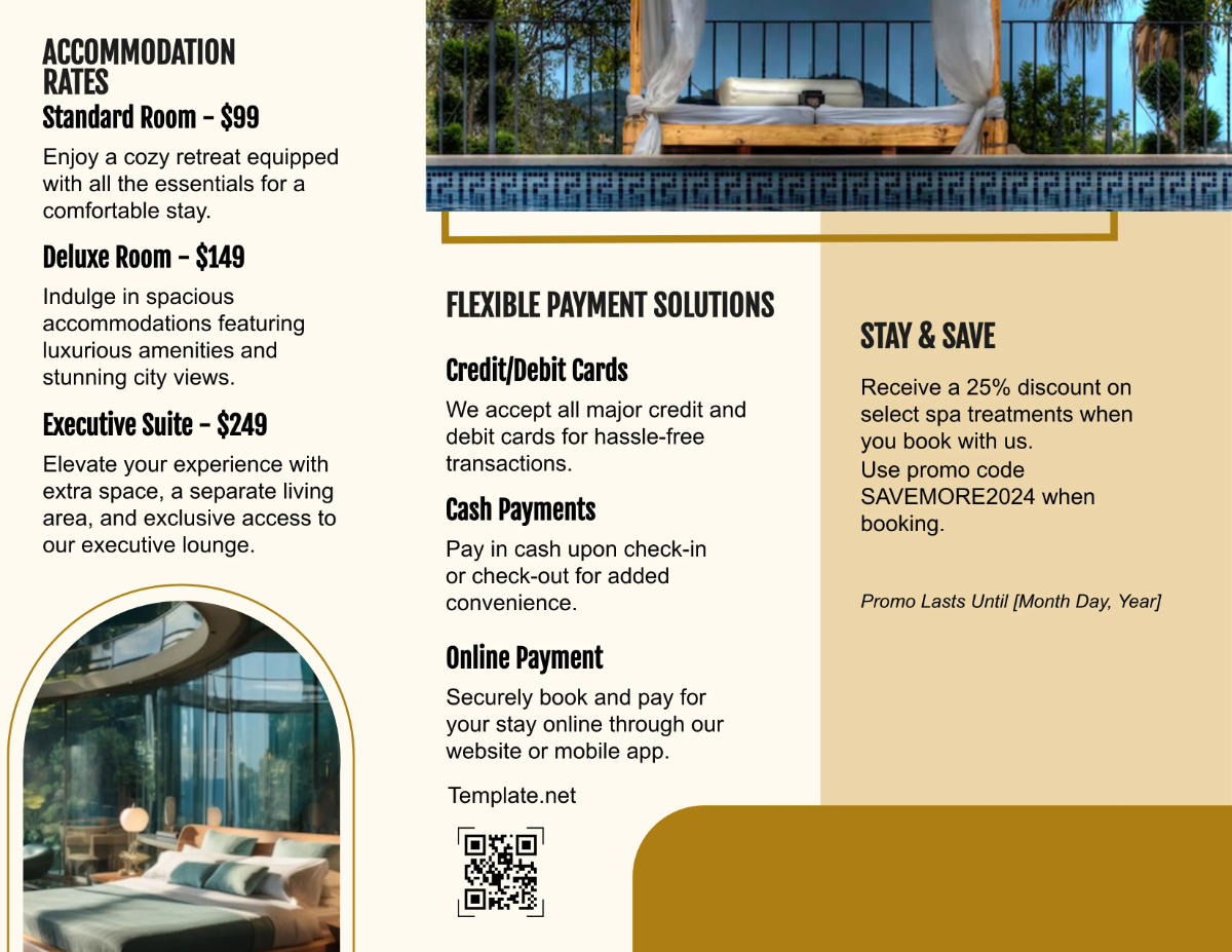 Free Hotel Finance Brochure Template to Edit Online