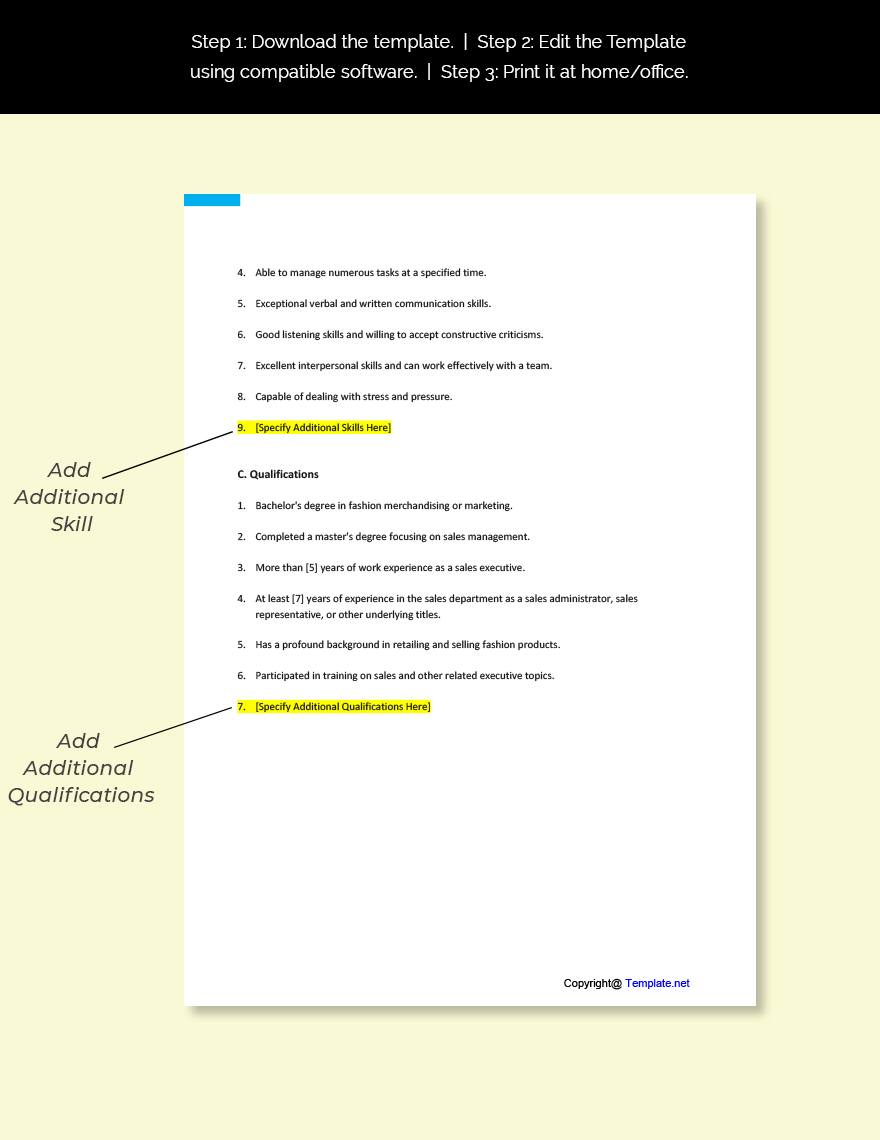 Fashion Sales Manager Job Ad and Description Template - Google Docs, Word |  Template.net