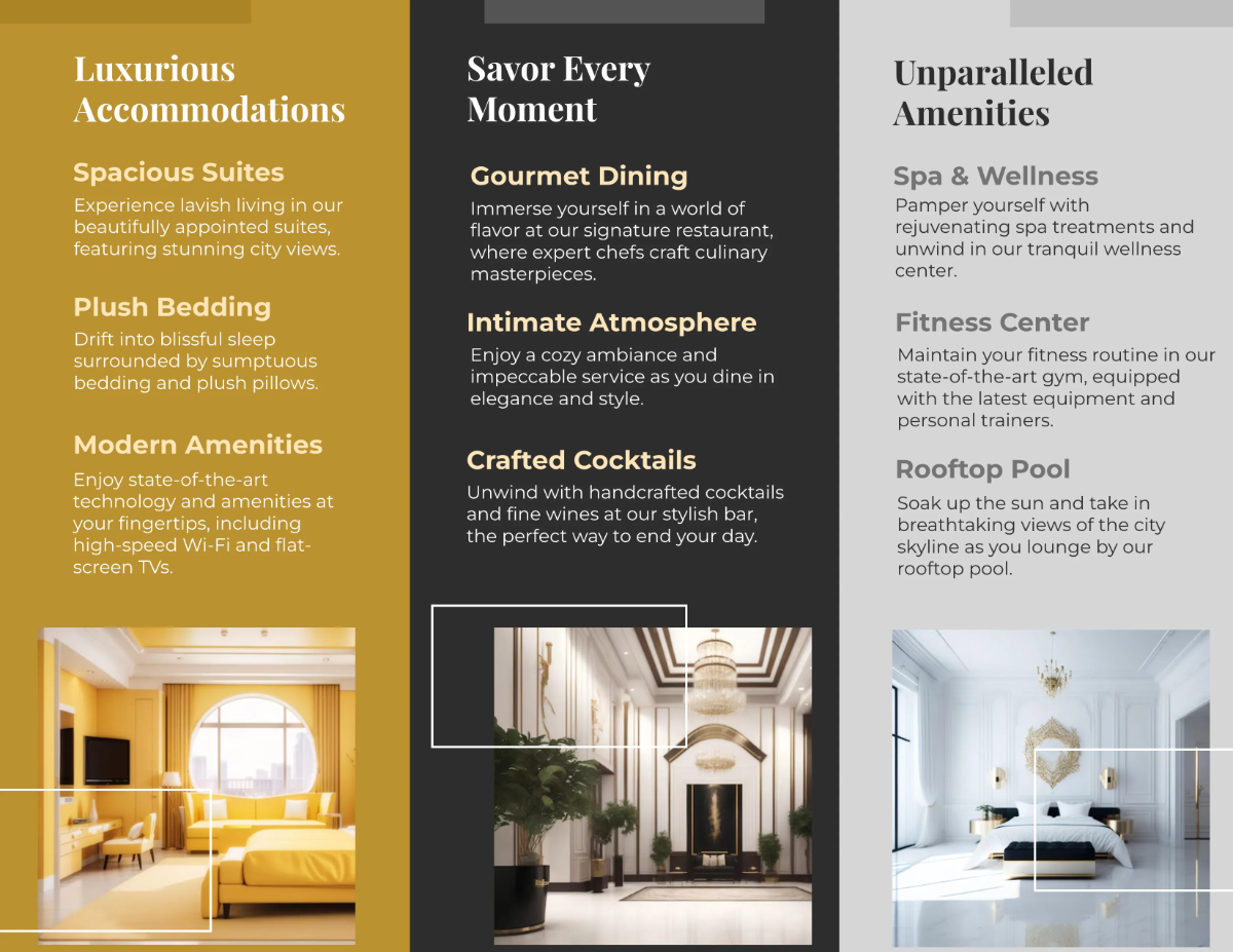 Free Hotel Portfolio Brochure Template to Edit Online