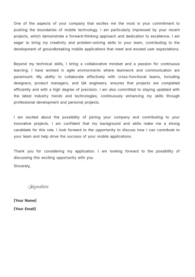 Free Mobile Engineering Cover Letter to Edit Online