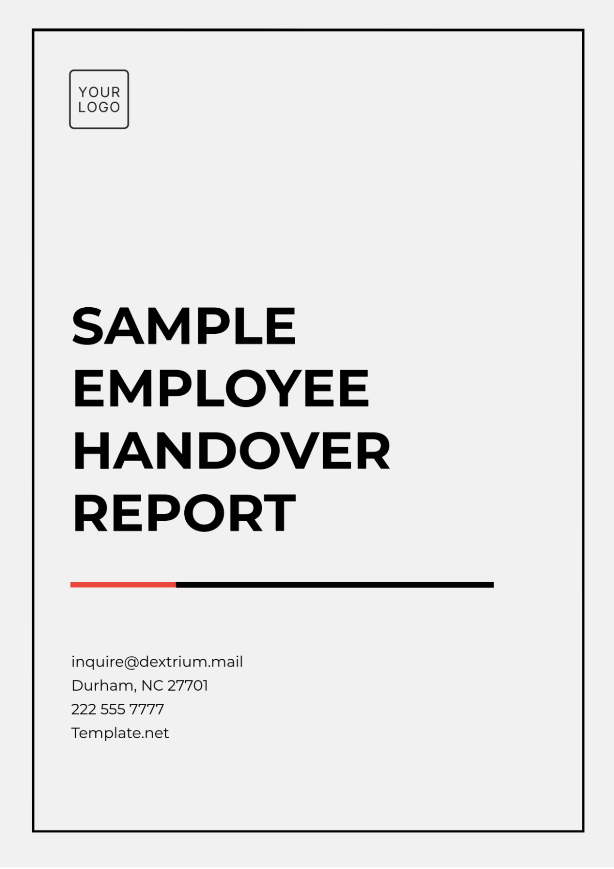 Sample Employee Handover Report Template - Edit Online & Download