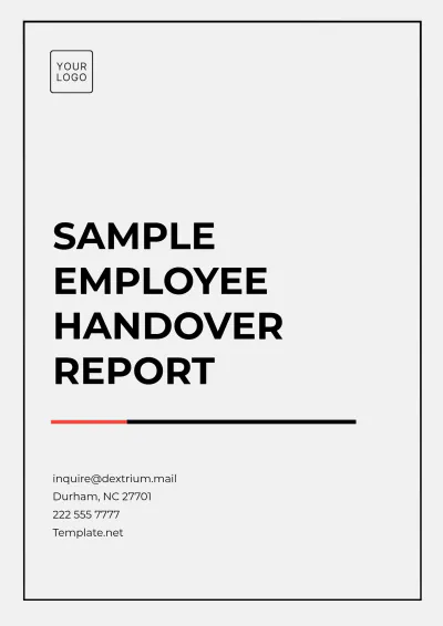 Free Sample Employee Handover Report Template to Edit Online