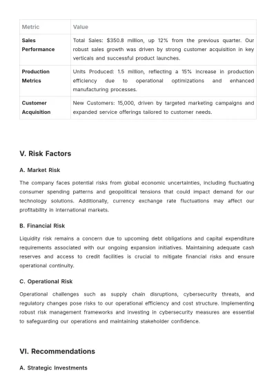 Free Quarterly Company Report Template to Edit Online