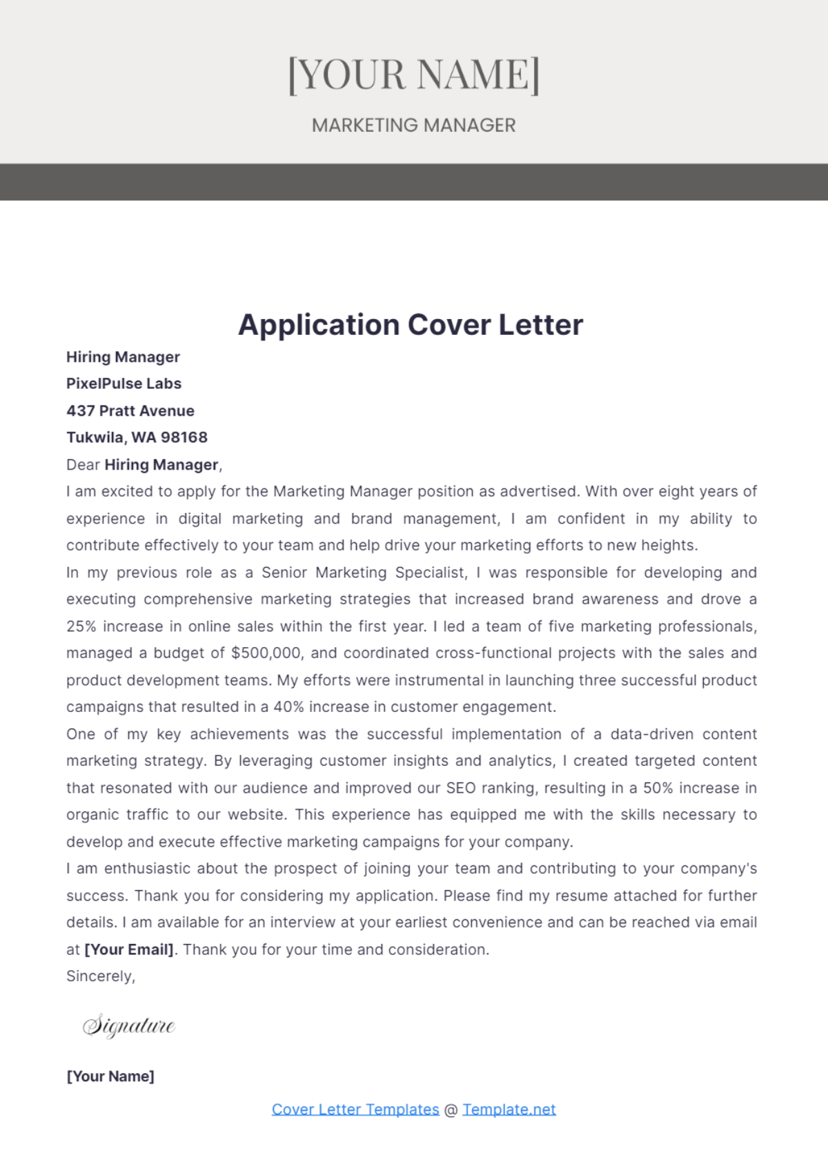 Application Cover Letter - Edit Online & Download