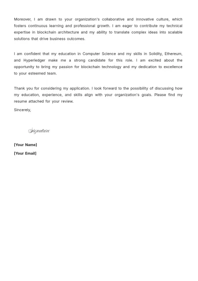 Free Blockchain Engineering Cover Letter to Edit Online