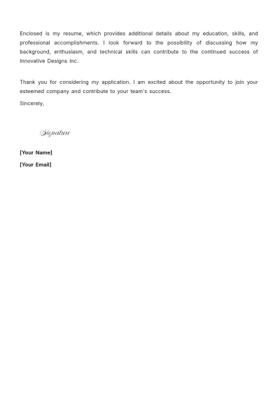 Free Design Engineering Cover Letter to Edit Online