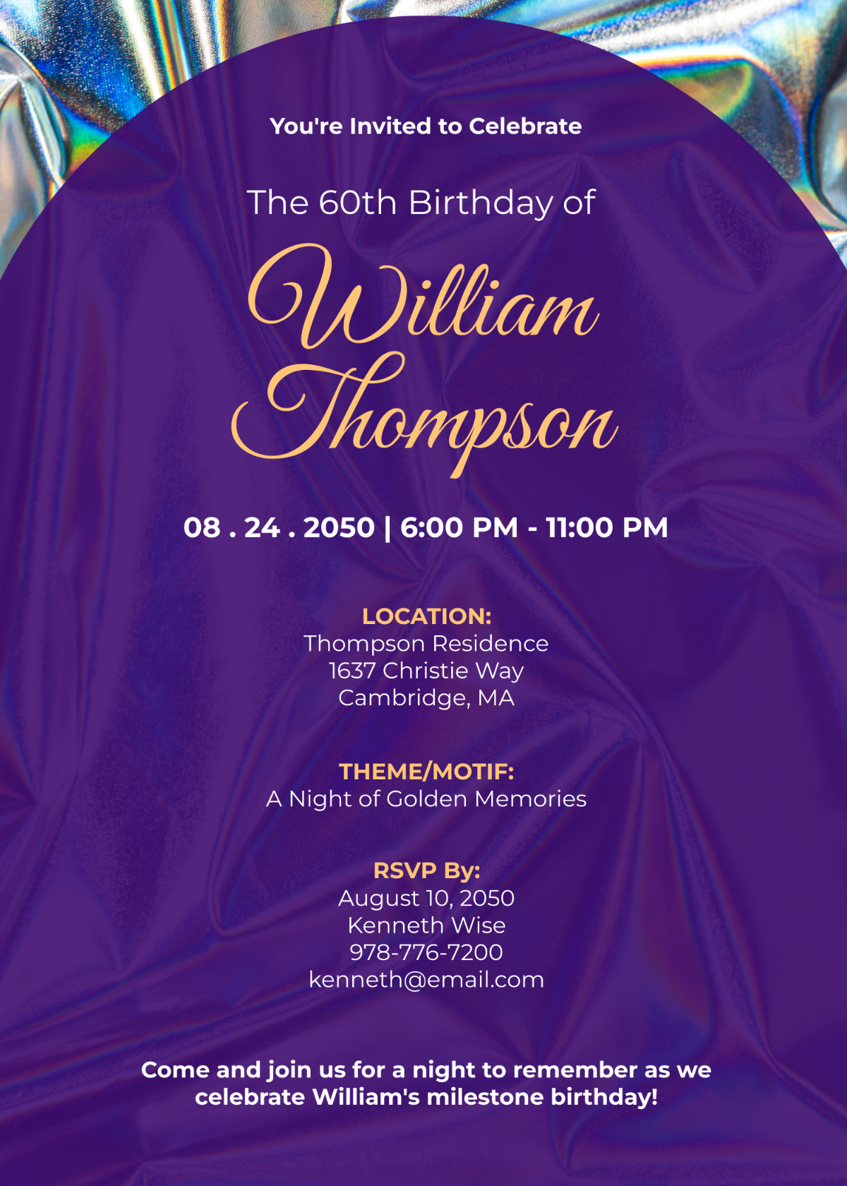 Foil 60th Birthday Invitation