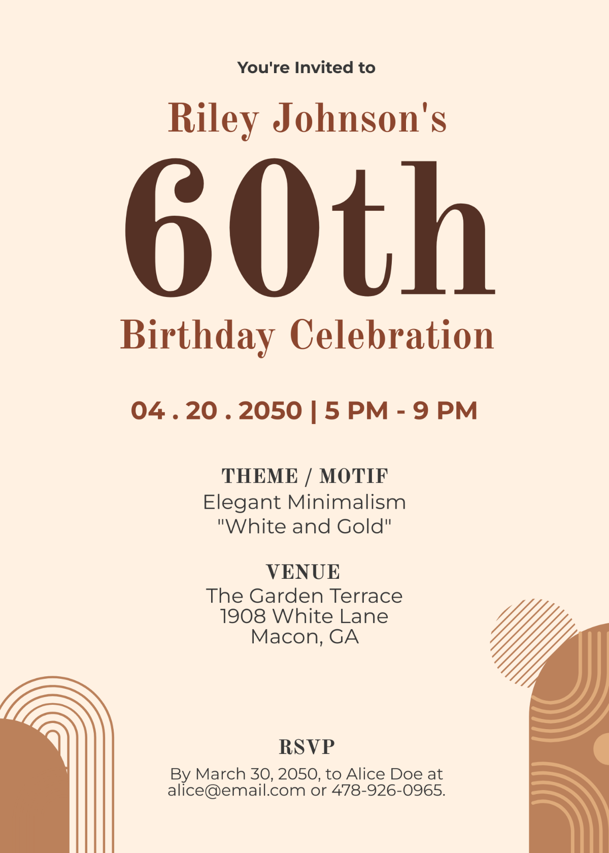 Minimalist 60th Birthday Invitation