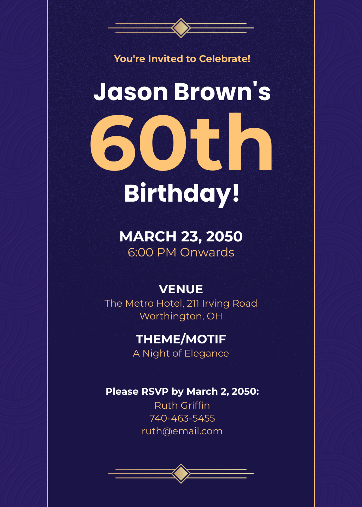 Modern 60th Birthday Invitation