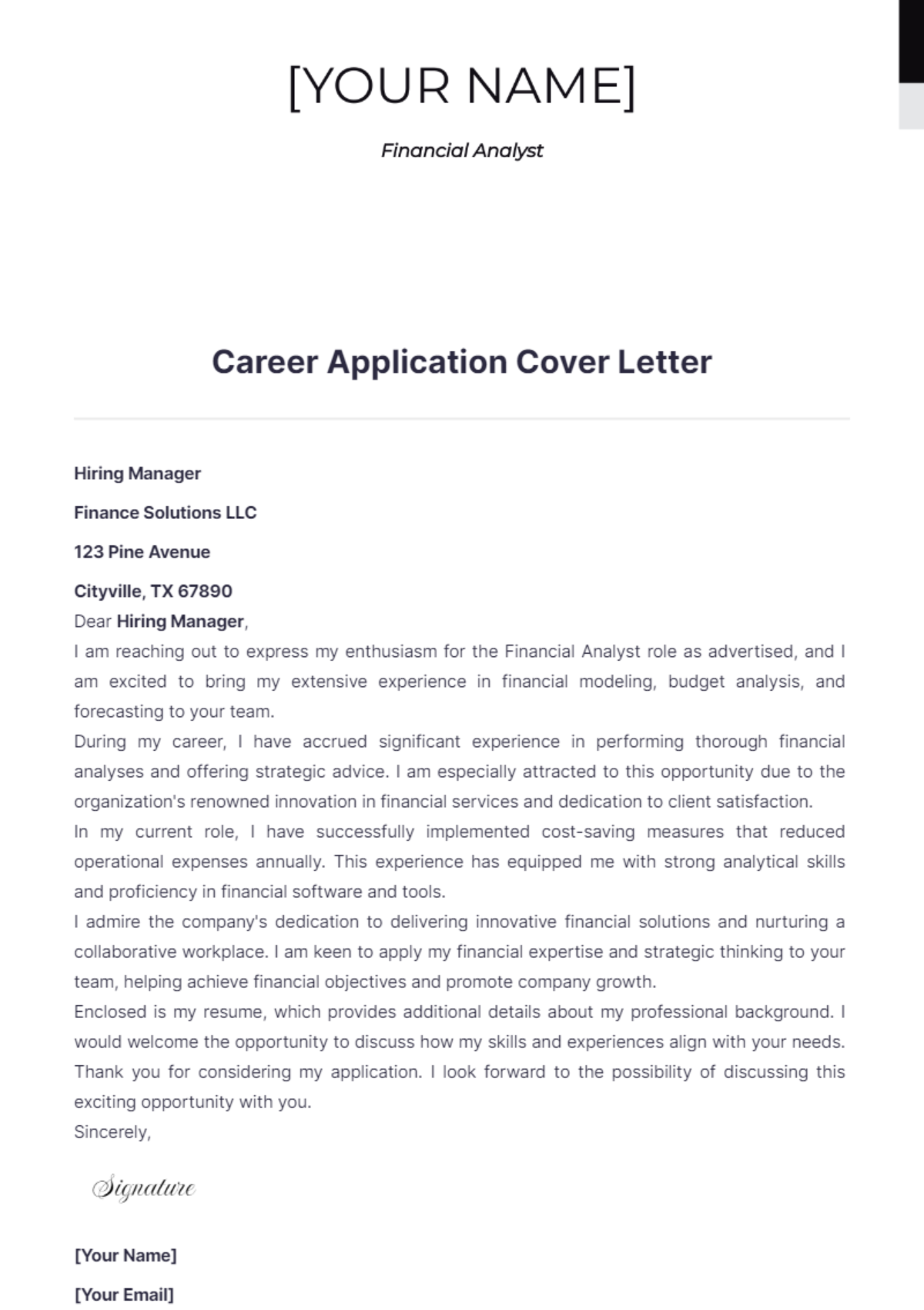 Career Application Cover Letter - Edit Online & Download