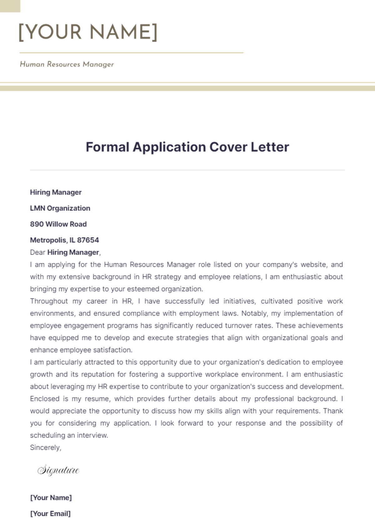 Formal Application Cover Letter - Edit Online & Download