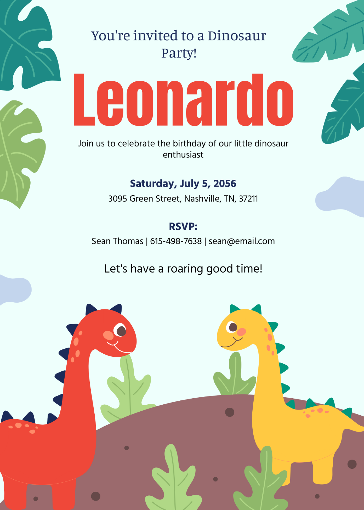 Dinosaur Kids Party Invitation